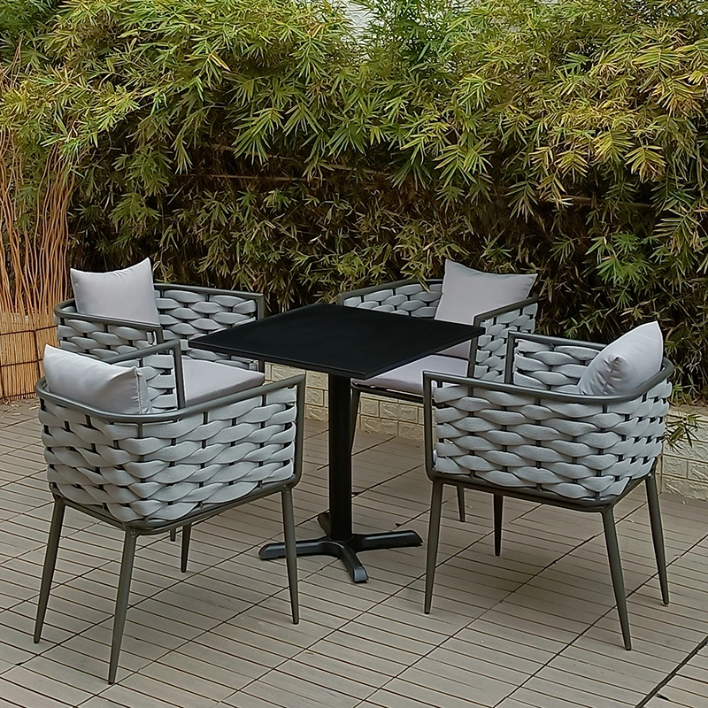 Hot Sale Commercial Hotel Restaurant Outdoor Dining Table and Chair Modern Patio Dining Rattan Chairs and Table