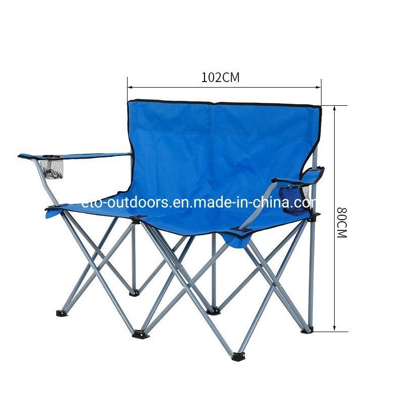 Outdoor Furniture Cheap Promotion Double 2 Seat Metal Fabric Folding Camping Chair