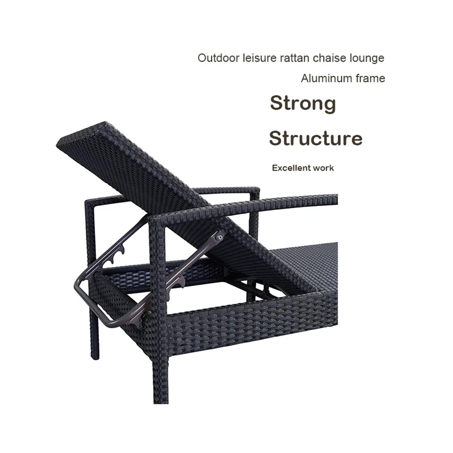 Wholesale Outdoor Adjustable Rattan Wicker Black Hotel Garden Lounger Chair