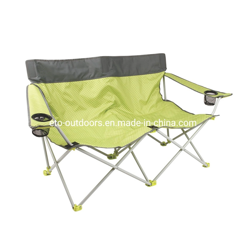 Outdoor Furniture Cheap Promotion Double 2 Seat Metal Fabric Folding Camping Chair