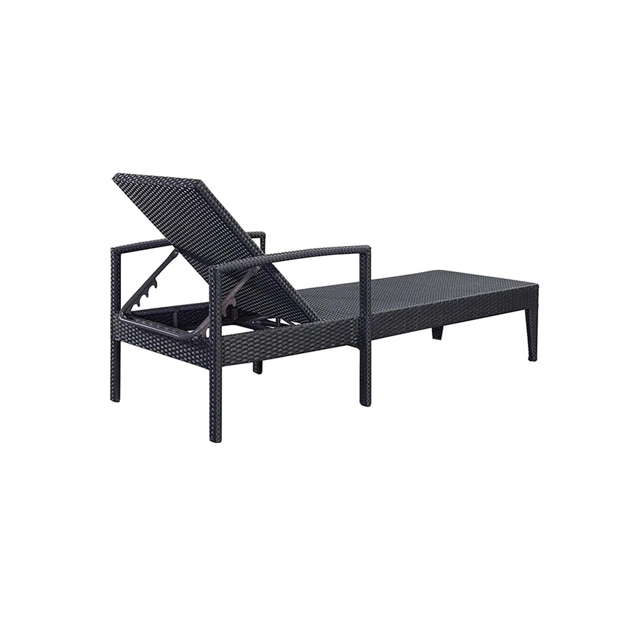 Wholesale Outdoor Adjustable Rattan Wicker Black Hotel Garden Lounger Chair