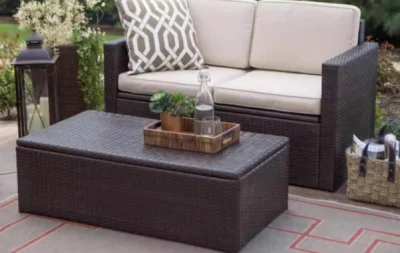 Открытый Rattan хранение диван чай стол сад Двойное диван Председателя