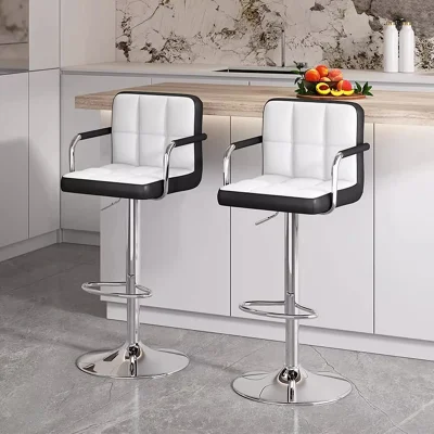 Nordic Kitchen Leather PU контурная задняя панель бар Stool Cafe High Стулья для бара