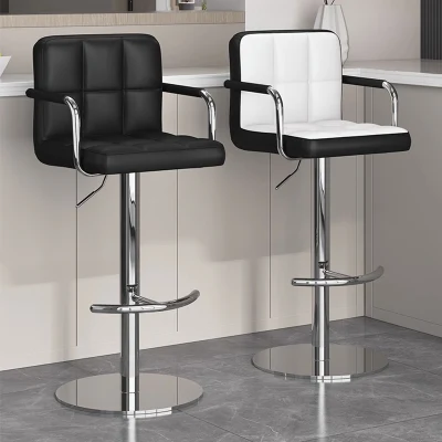 Nordic Kitchen Leather PU контурная задняя панель бар Stool Cafe High Стулья для бара