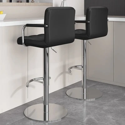 Nordic Kitchen Leather PU контурная задняя панель бар Stool Cafe High Стулья для бара