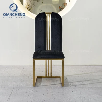 ODM Golden Stainless Steel Black Fabric Velvet Dinner Table Dining Председателя