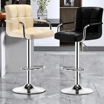 Nordic Kitchen Leather PU контурная задняя панель бар Stool Cafe High Стулья для бара