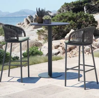 Открытый бар стул Rattan Вилла High Stool
