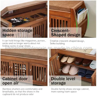 Стеллаж и колоды Bamboo Shoe Benches, Entryway Storage Organizer, съемная подушка со скрытым отсеком для хранения