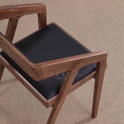 Оптовая скидка Walnut Цвет цельный древесный Черный скандинавский тиковый древесина Минималистский обеденный зал Мебельный стул