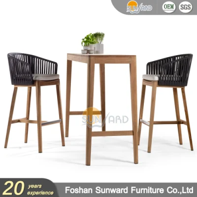Горячая продажа Вилла проект Патио Китайский алюминий Укладка PE Rattan Плетеный канатный бистро Pub стол и стулья