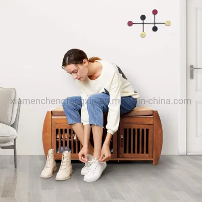 Стеллаж и колоды Bamboo Shoe Benches, Entryway Storage Organizer, съемная подушка со скрытым отсеком для хранения