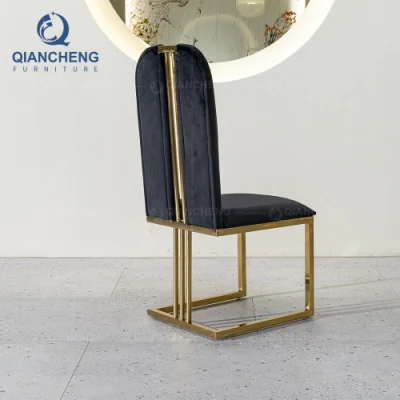 ODM Golden Stainless Steel Black Fabric Velvet Dinner Table Dining Председателя