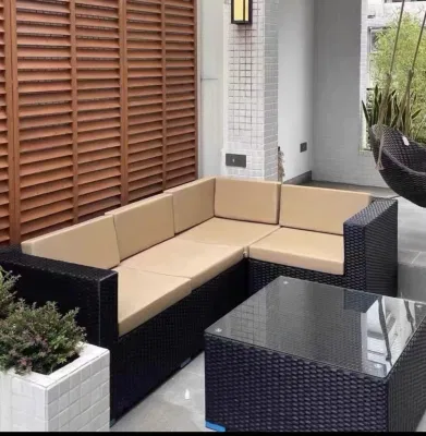 Открытый Rattan хранение диван чай стол сад Двойное диван Председателя