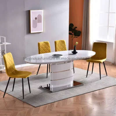 Nordic Style Дешевые цены Топ панелей МДФ столы и бархат Стулья столовая комната Мебель обеденные столы набор Горячая распродажа MDF +Столовые столики