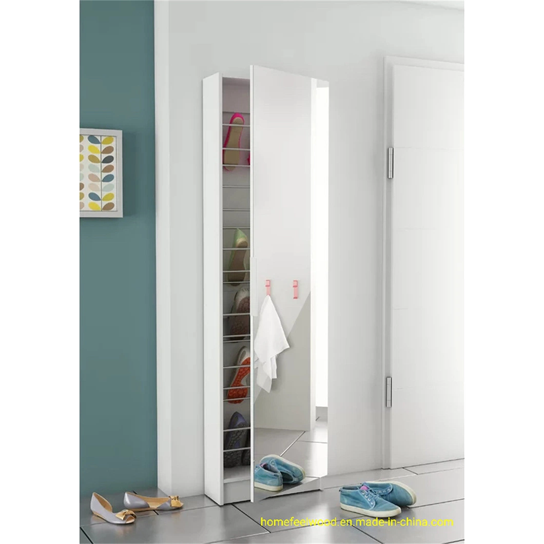 Tall Slim Shoe Storage Cabinet with Full-Length Mirror Door (HF-EY0825)