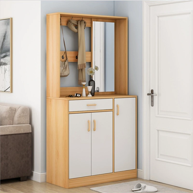 Shoe Cabinet, Wardrobe Cabinet with Hanger, Integrated Household Multifunctional Entrance with Mirror, Large Capacity Entrance Hall Cabinet