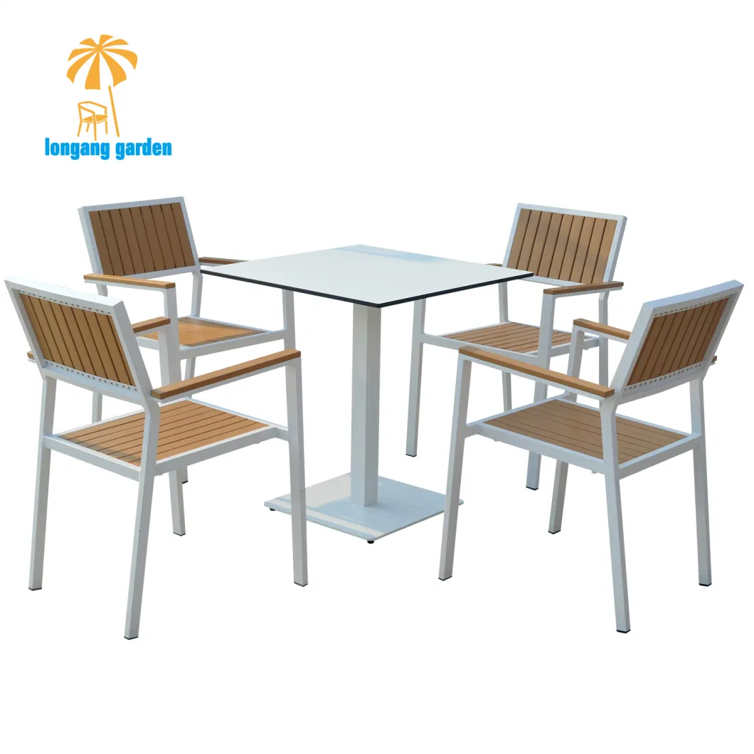 Outdoor Furniture Plastic Wood Chairs and Tables Garden Dining Sets