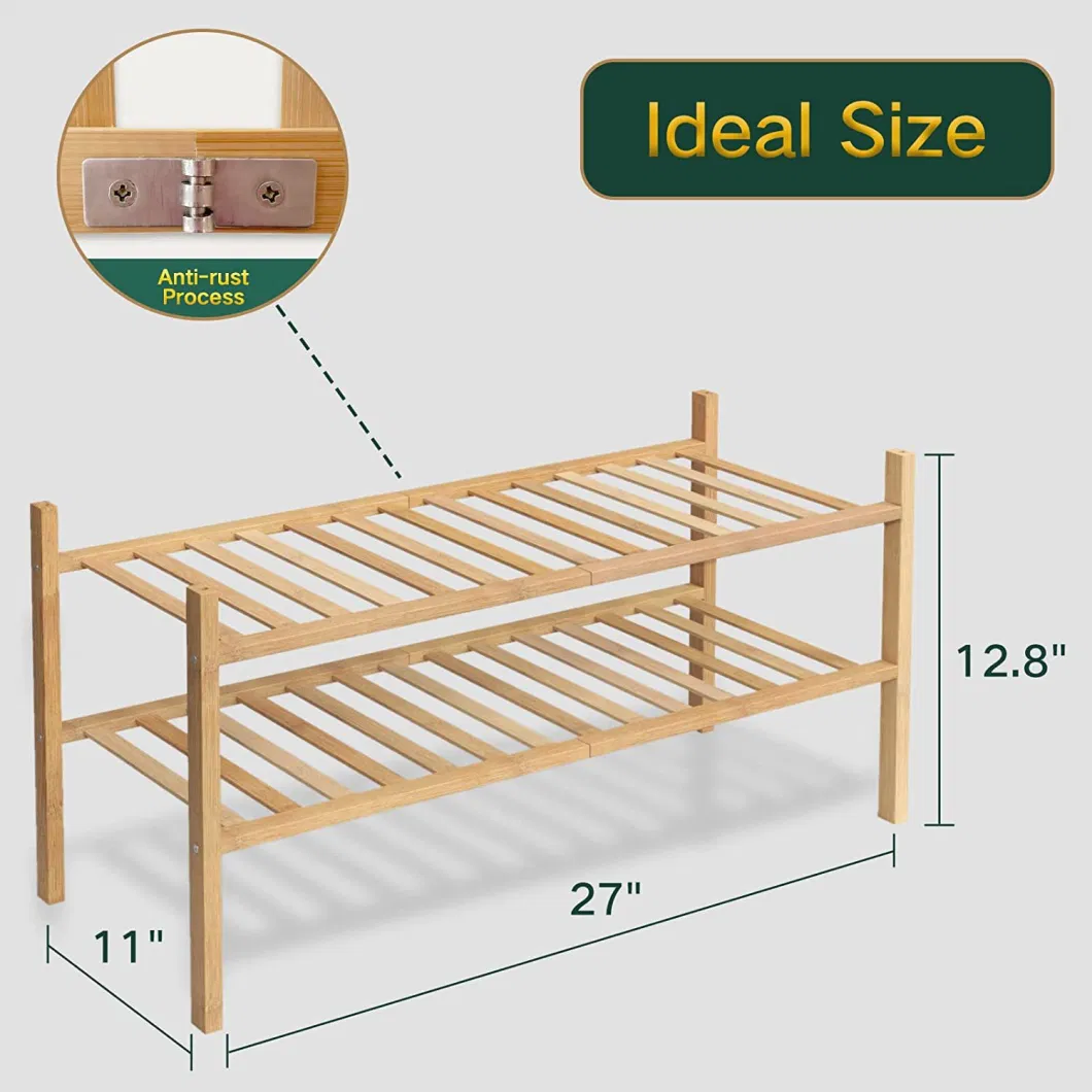 Stackable Shoes Rack Organizer Free Standing 2-Tier Shoe Rack for Closet