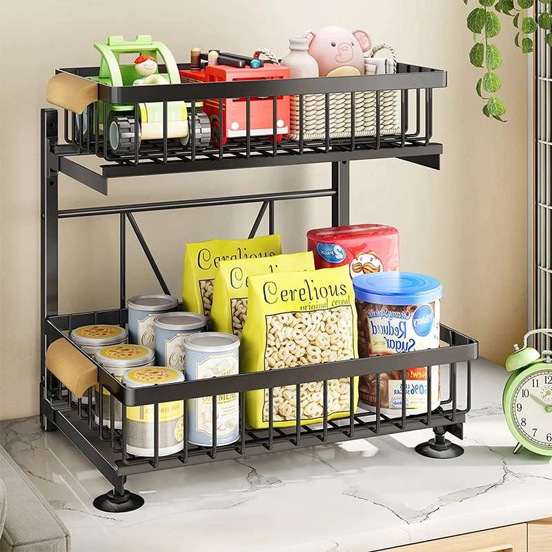 Amazon New 2 Tier Sliding Cabinet Basket Pull out Cabinet &amp; Expandable Under Sink Organizer Rack