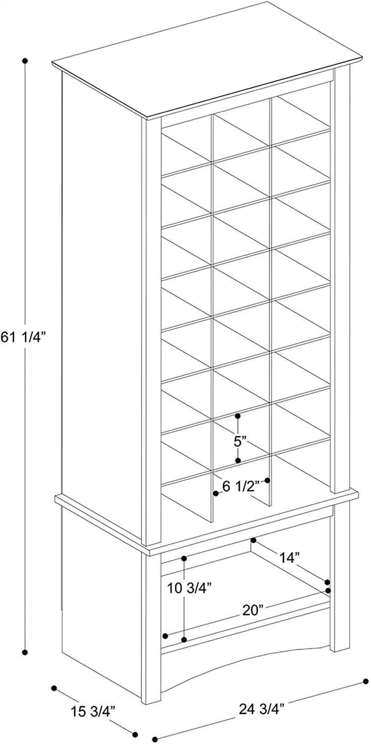 Nova Tall Shoe Cubbie Cabinet, 24 Pair, Black