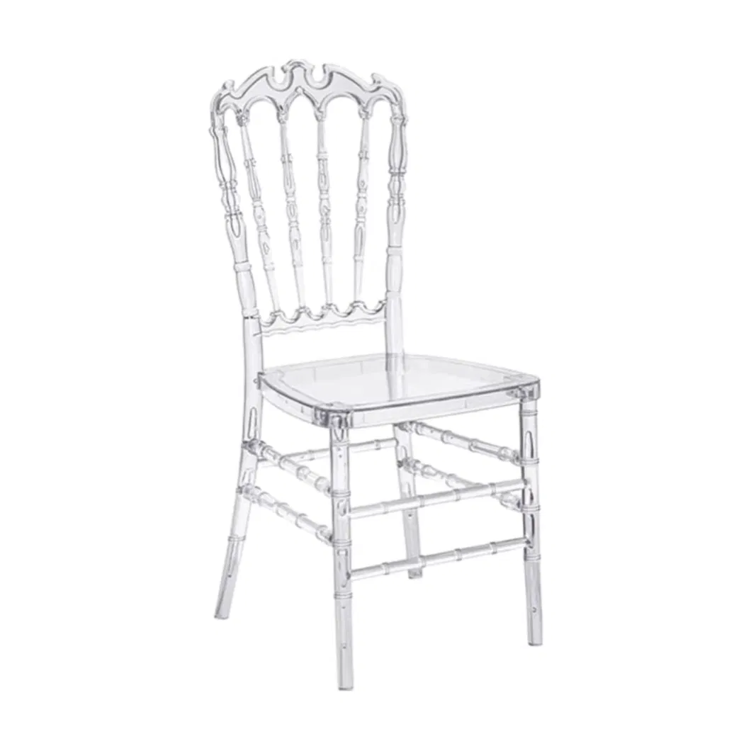 Best Selling Transparent Clear Crystal Resin Wedding Chiavari Napoleon Chair