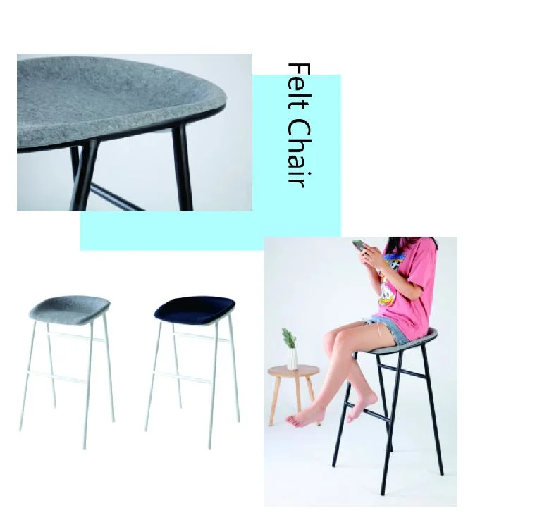 Kitchen Modern Design Metal Legs Recycled Pet Felt Seat High Bar Chair Counter Stool for Event