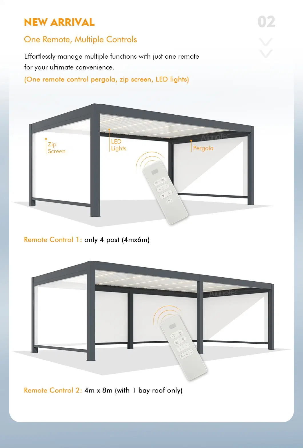 AlunoTec Restaurant Large Size Customized Aluminum Outdoor Pergola Gazebo