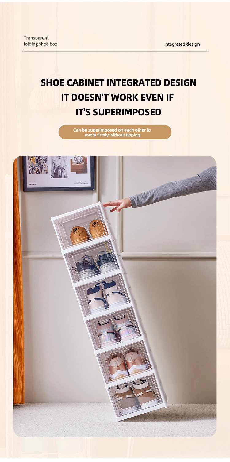 Installation Free Folding Cabinet Shoe Storage Box with Clear Door