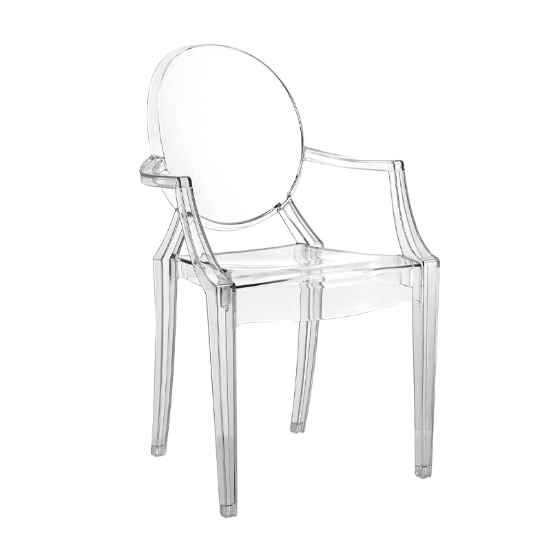 Classic Minimalist Transparent Armrest Devil Plastic Dining Chair