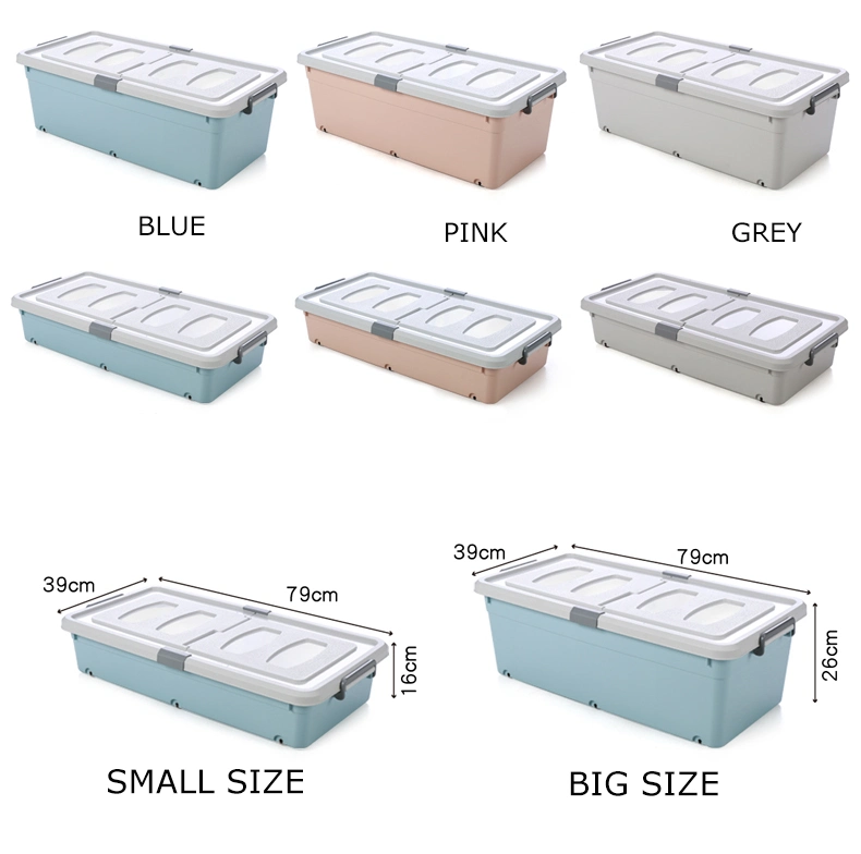 Plastic Bin Under Bed Clothes and Linens Storage Container Box with Lid