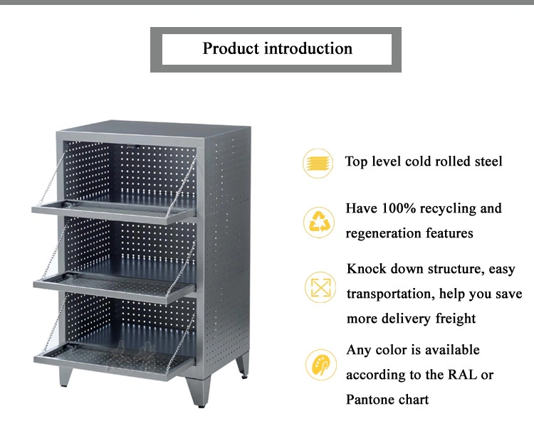 Small Hollow out Steel Shoe Cabinet with Feet