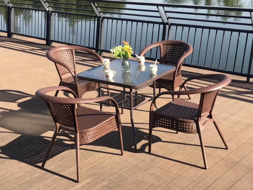 Outdoor Furniture Combination Court Outdoor Tea Tables and Chairs Imitated Cane Small Tea Table Balcony Garden Leisure Chairs and Tables