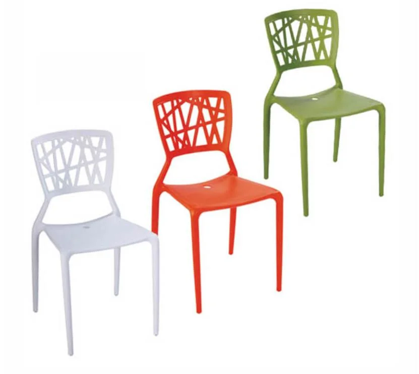 Hollow out Cheap Stackable Gray Plastic Dining Chair