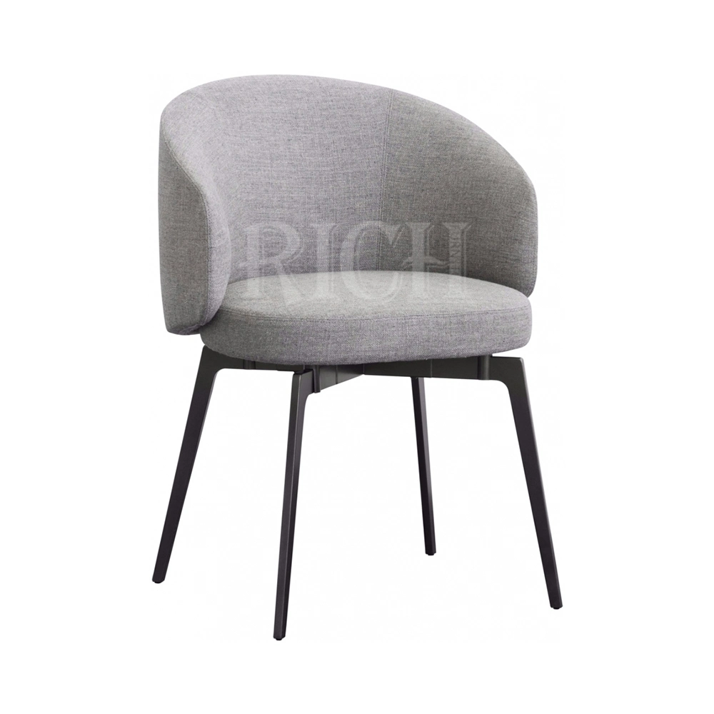 Fabric Nordic Restaurant Dining Chair with Arm Black Legs Kitchen Gray Dining Chair