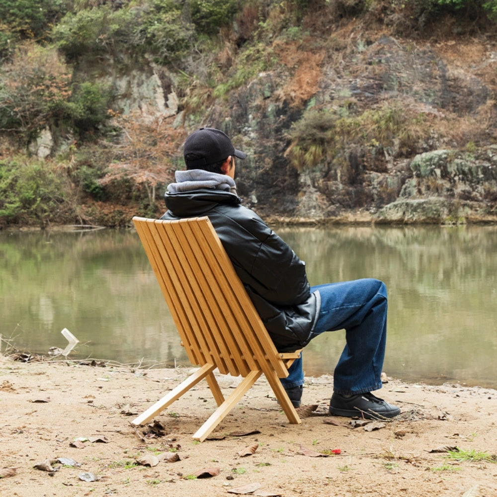 Foldable Low Acacia Wood Lounge Chair for The Patio Bl24402