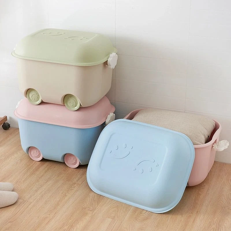 Plastic Storage Box Toy Storage Box with Locking Lid on Wheels