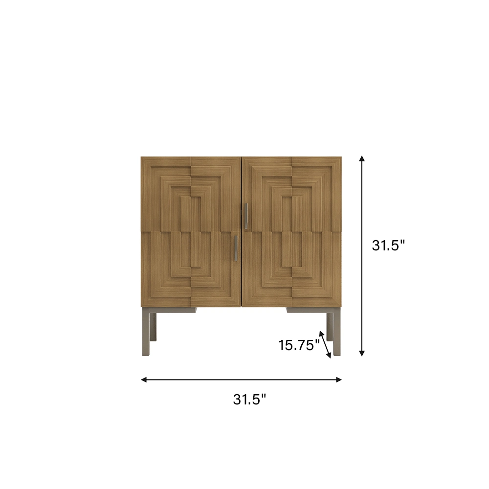 MID-Century Modern Cabinet with Wood Side Cabinet Double Doors Tall Design 31&prime;