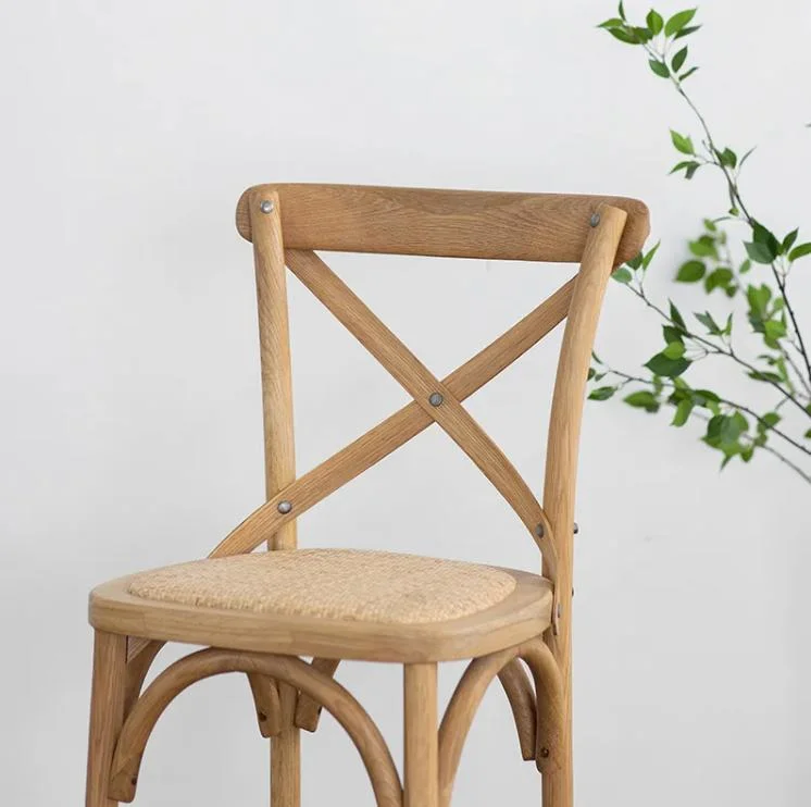 Wholesale Modern Hot Selling Wood Cross Back Bar Rattan Chair (ZG25-002)