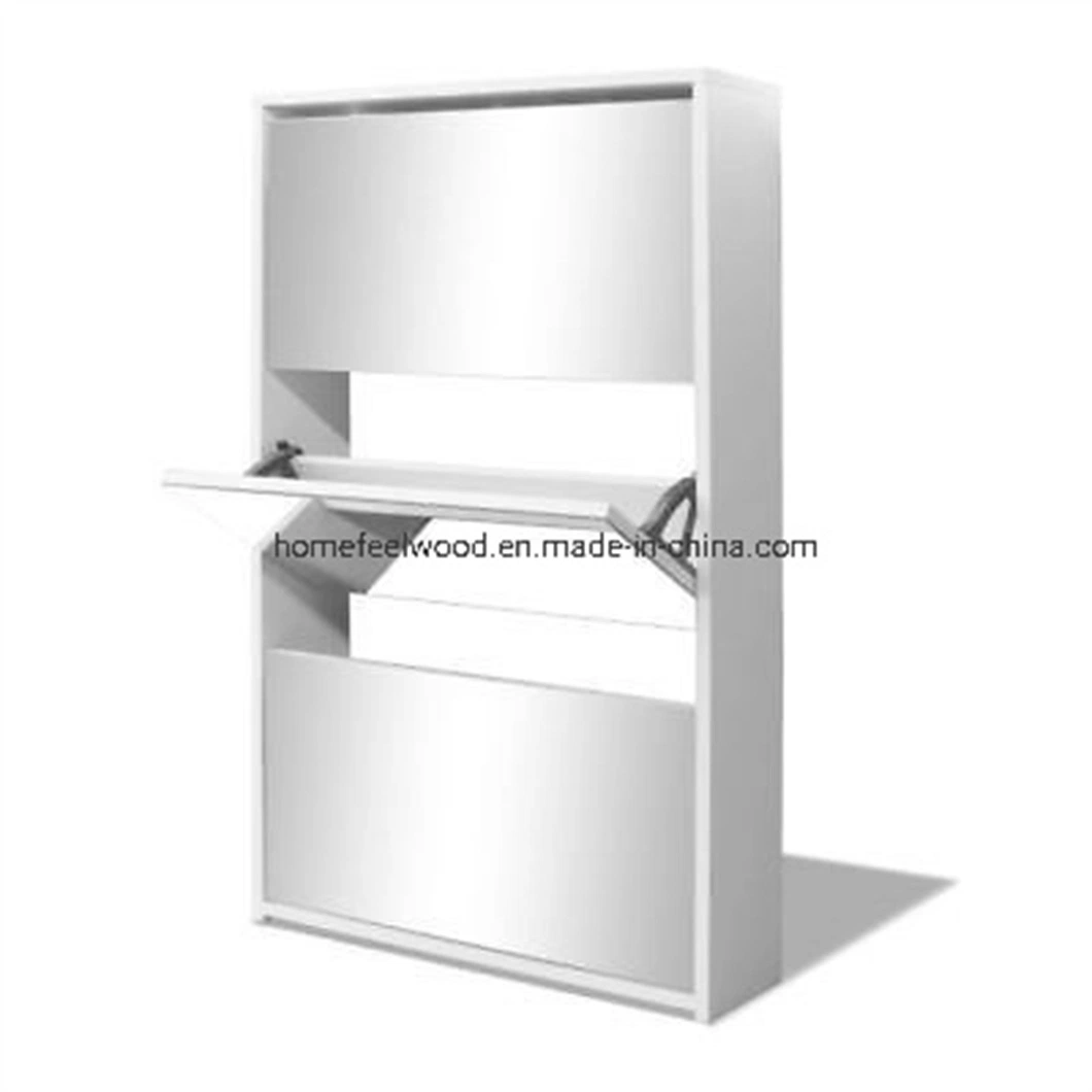 Morden Home Furniture 3 Layer Mirror Shoe Storage Organiser Cabinet (HF-EB316)