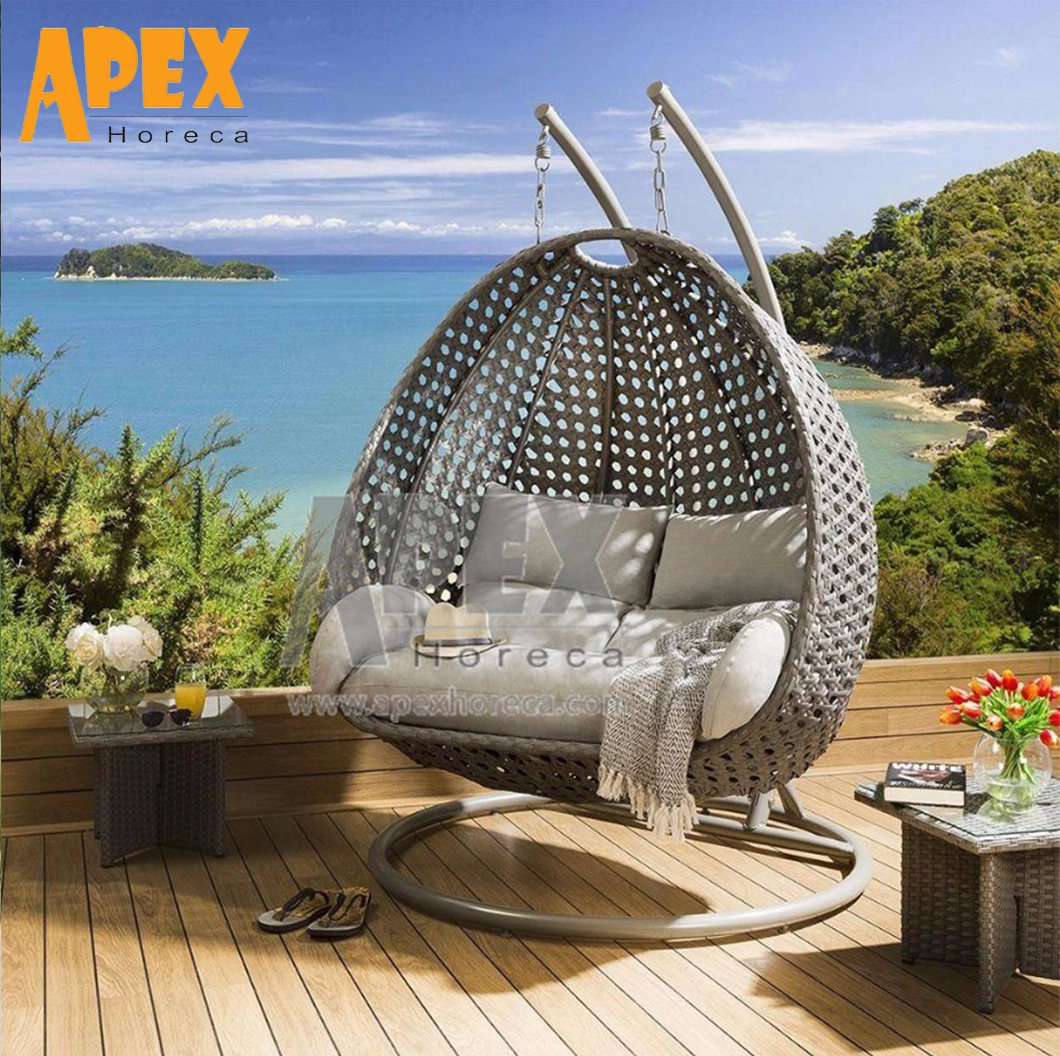 Outdoor Indoor Living Room Garden Patio Bistro Balcony Metal Aluminium Frame Rattan Furniture Egg Swing Chair