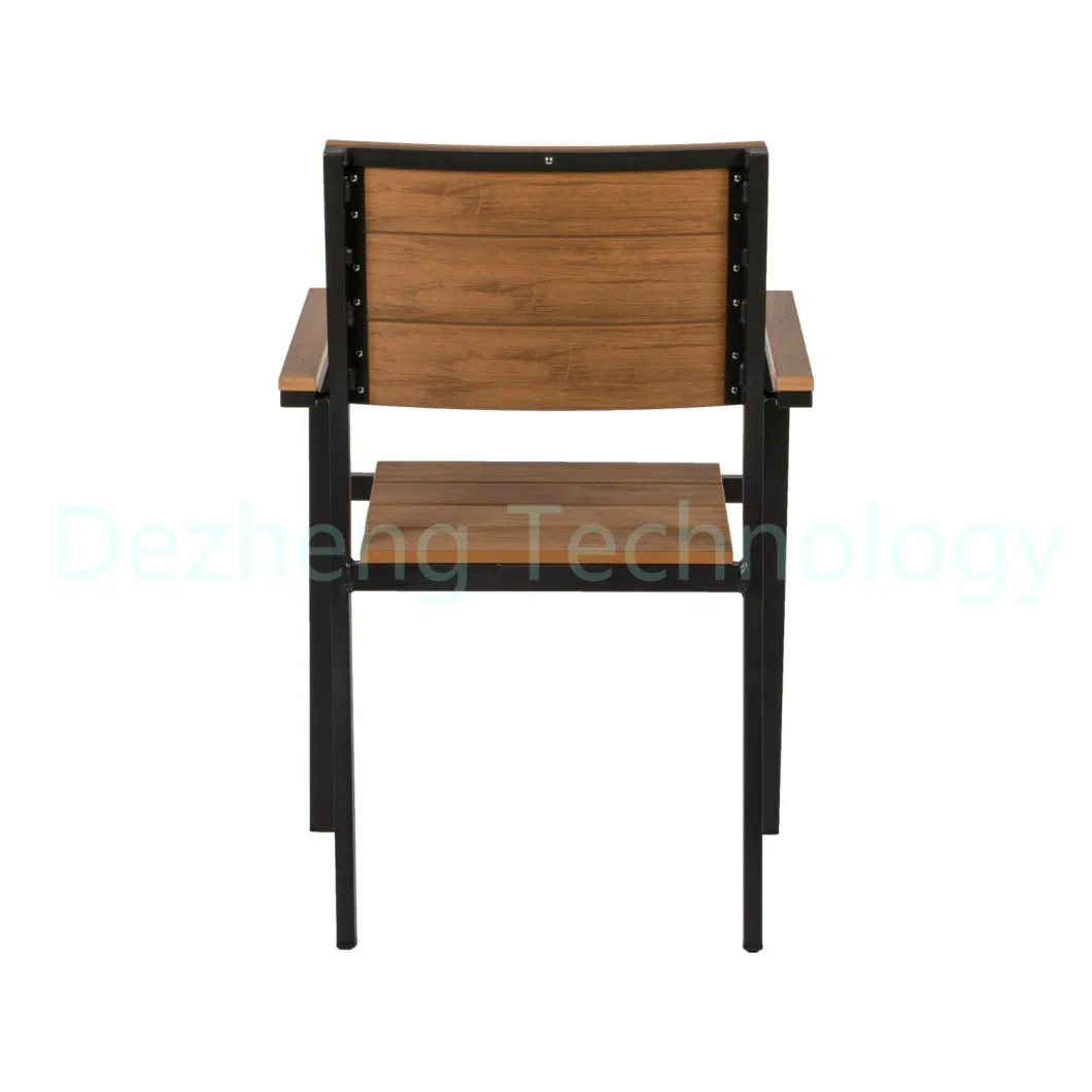 Heavy Duty Balcony Leisure Outdoor Cafe Shop Black Plastic Wood Dining Chair