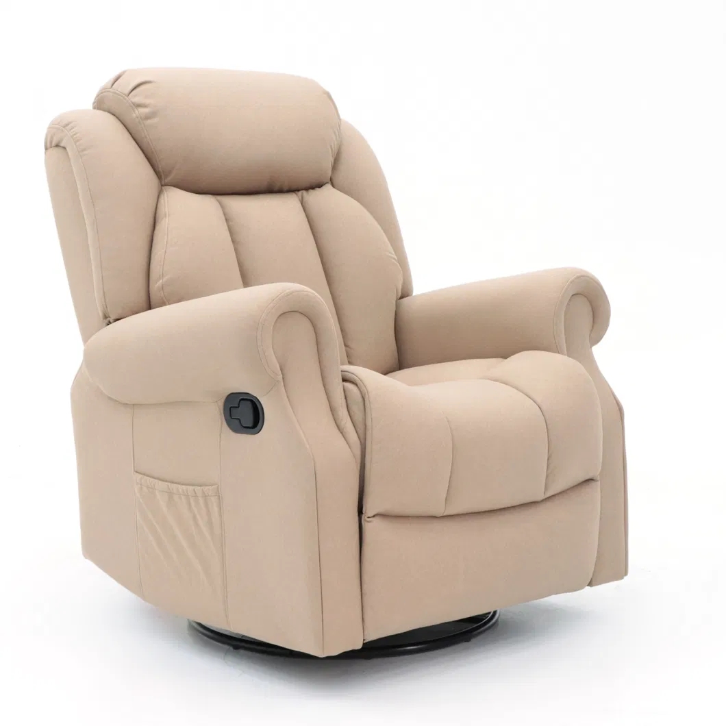 Geeksofa Modern Microfiber Fabric Manual Recliner Chair with Rocking and Swivel for Living Room Furniture