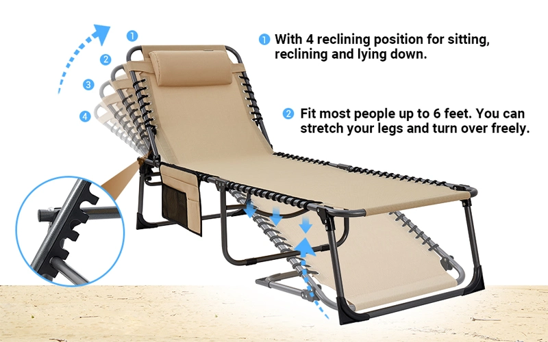 4-Position Chaise Lounger Chair Sun Recliner