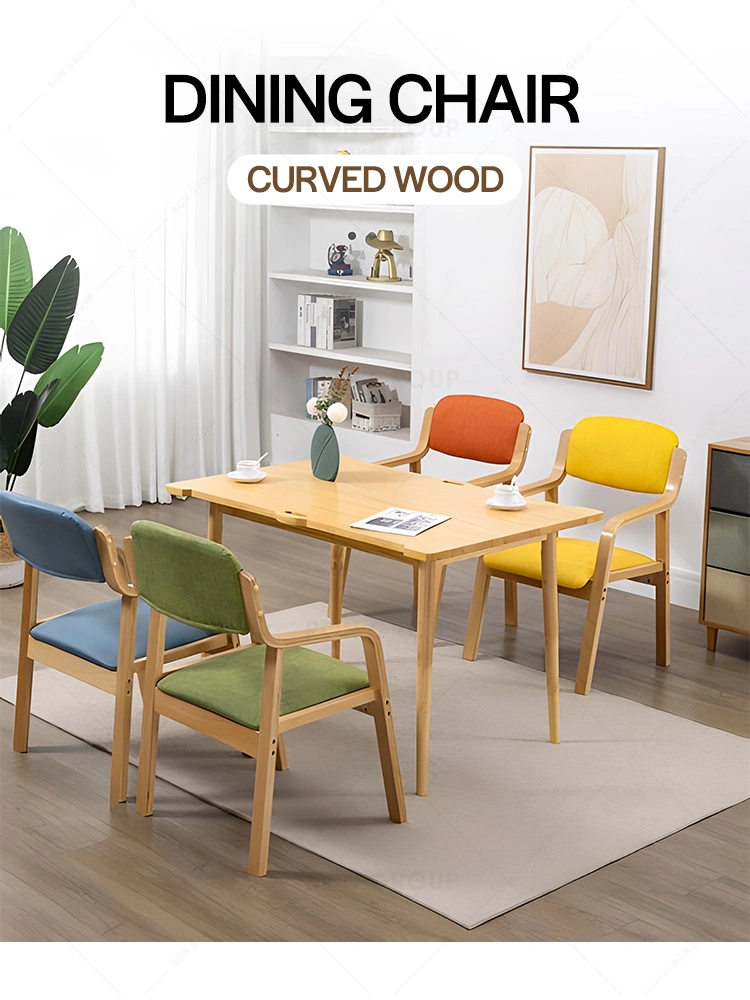 Hot Sale High Quality Restanrant Hotel Bent Beech Wood Vaneer with Fabric Wooden Dining Chair