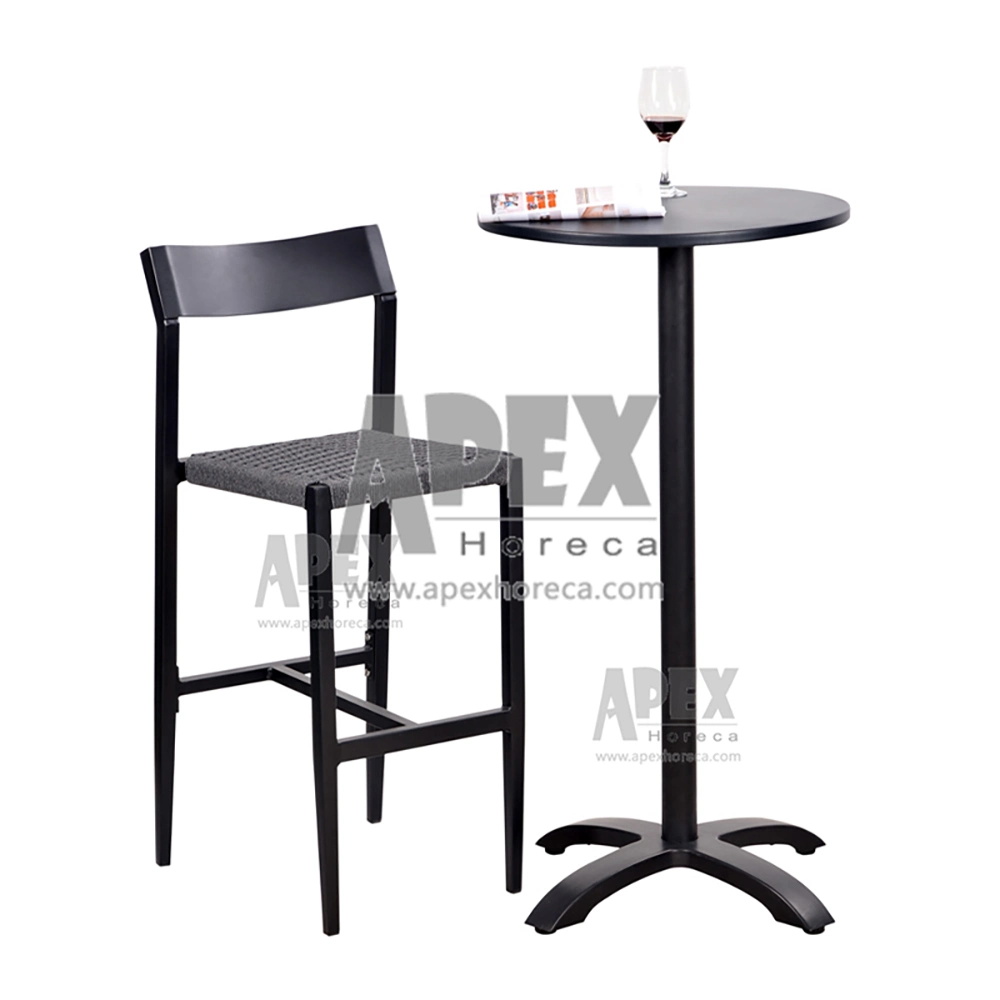 Modern Outdoor Trend Aluminum Rope Black Dining Chair Quality Wholesale