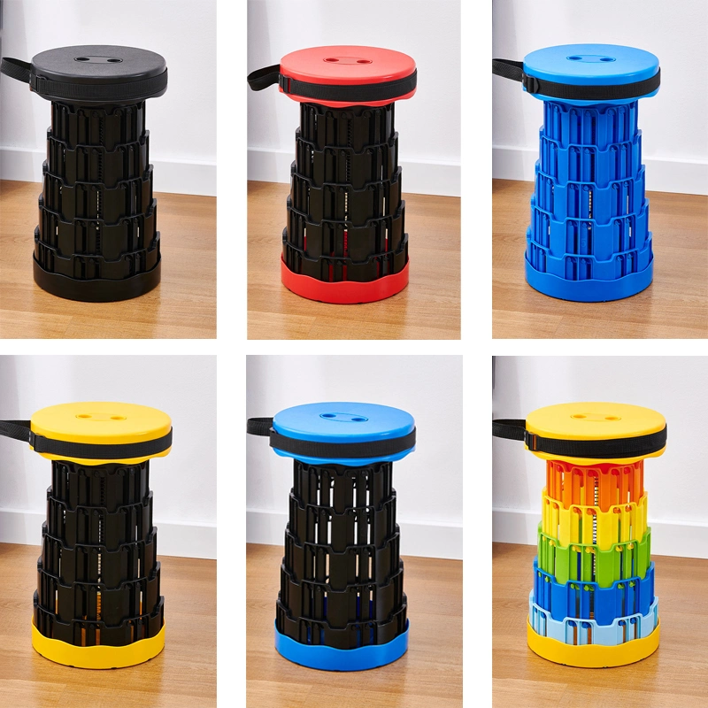 Wholesale Outdoor Retractable Small Adjustable Folding Telescopic Stool Portable Plastic Stool for Camping Fishing Hiking