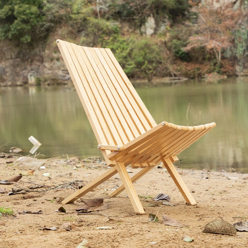 Foldable Low Acacia Wood Lounge Chair for The Patio Bl24402