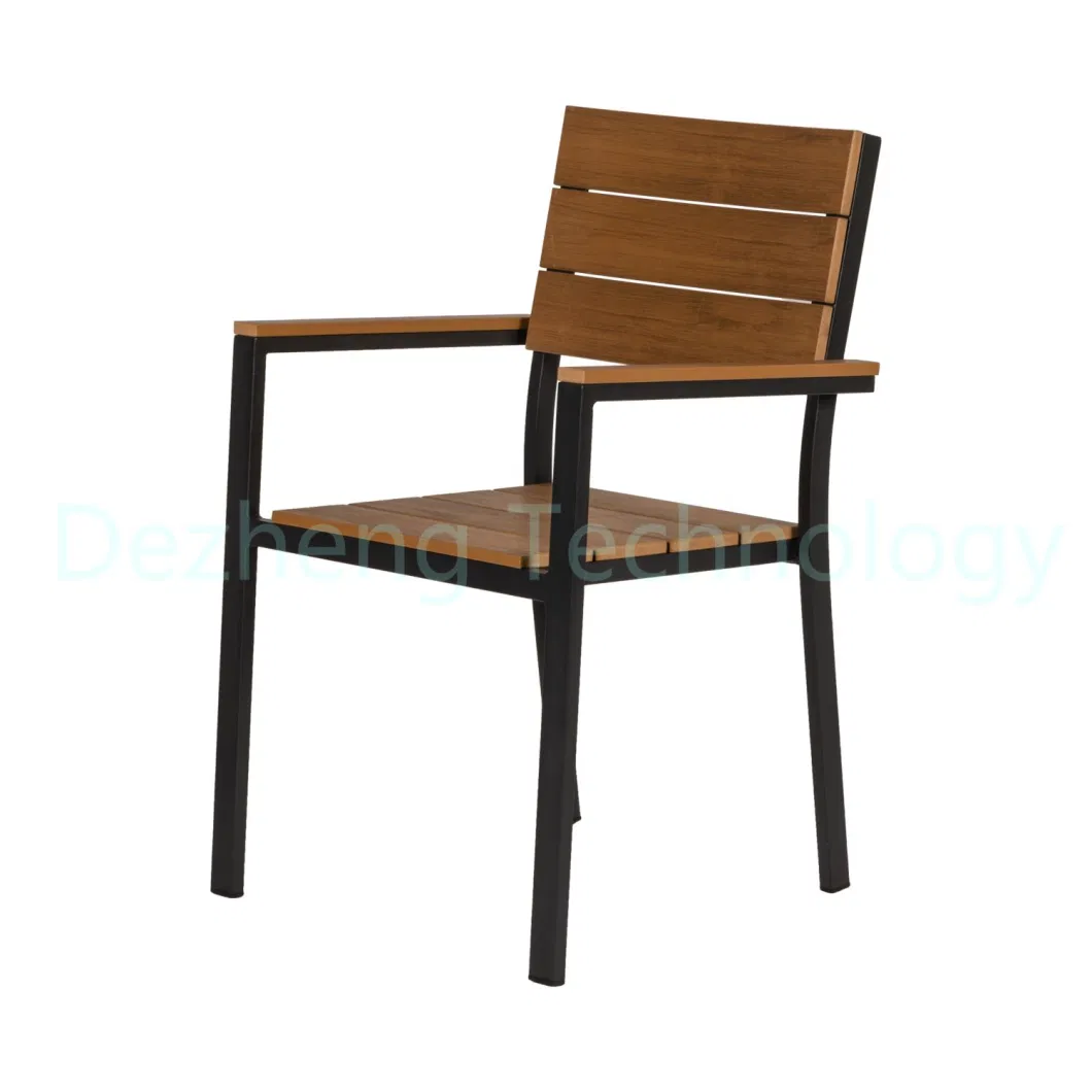 Heavy Duty Balcony Leisure Outdoor Cafe Shop Black Plastic Wood Dining Chair