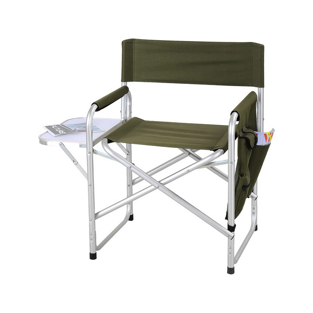 Heavy Duty Metal Frame Compact Camping Chair Folding Director Chair W/Cupholder